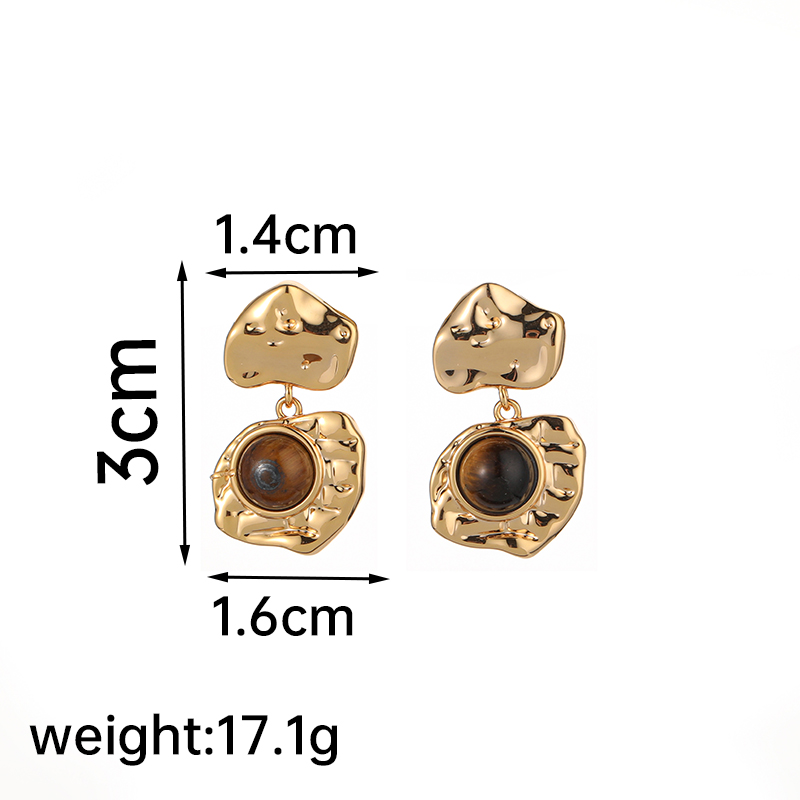 1 Pair Simple Style Commute Round Plating Inlay Copper Natural Stone Freshwater Pearl 18k Gold Plated Drop Earrings display picture 7