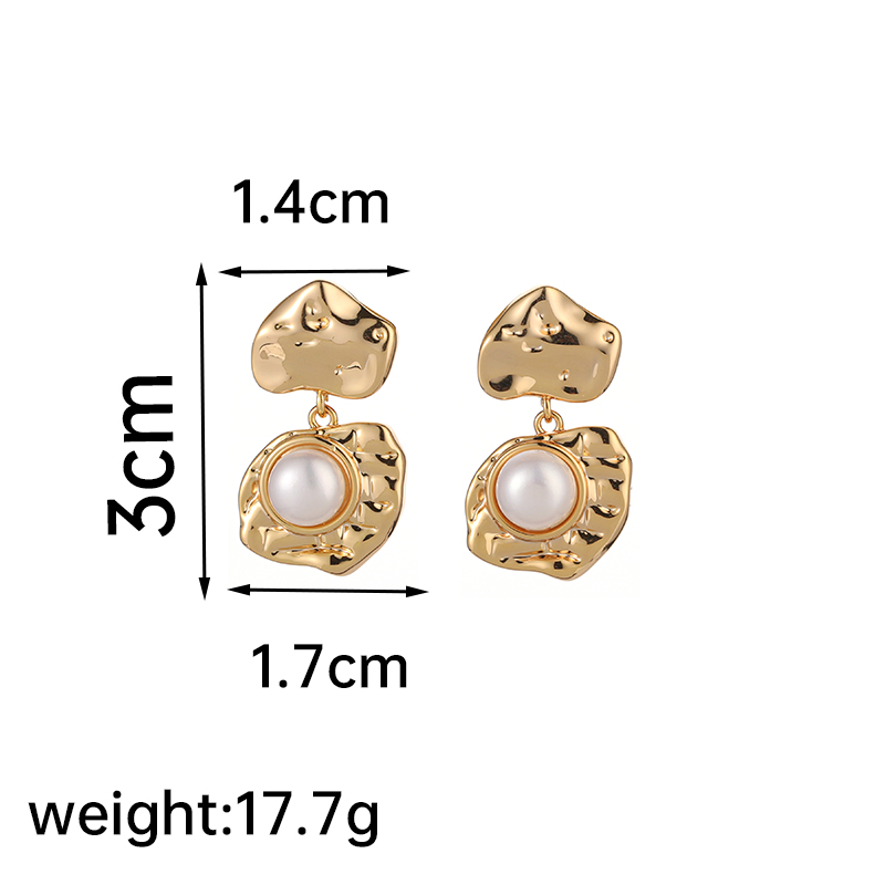 1 Paire Style Simple Commuer Rond Placage Incruster Le Cuivre Pierre Naturelle Perle D'eau Douce Plaqué Or 18k Boucles D'oreilles display picture 6