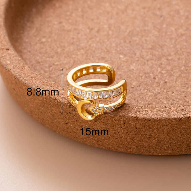 1 Piece Ear Cartilage Rings & Studs Sweet Moon Heart Shape Flower Copper Plating Inlay Zircon display picture 9
