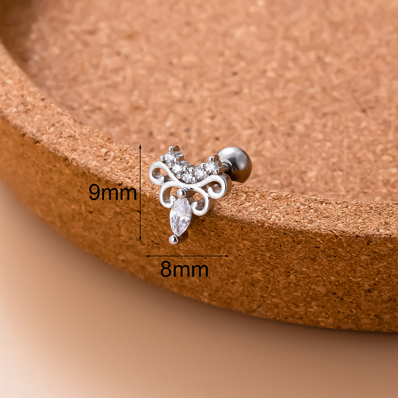 1 Piece Ear Cartilage Rings & Studs Sweet Moon Copper Plating Inlay Zircon display picture 8