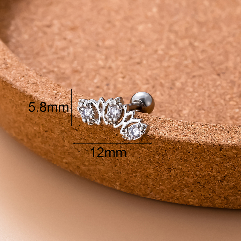 1 Piece Ear Cartilage Rings & Studs Sweet Moon Copper Plating Inlay Zircon display picture 6