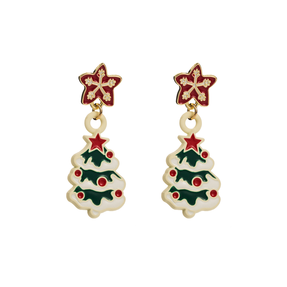 1 Pair Cute Christmas Streetwear Christmas Tree Santa Claus Christmas Socks Enamel Inlay Alloy Rhinestones Drop Earrings display picture 7