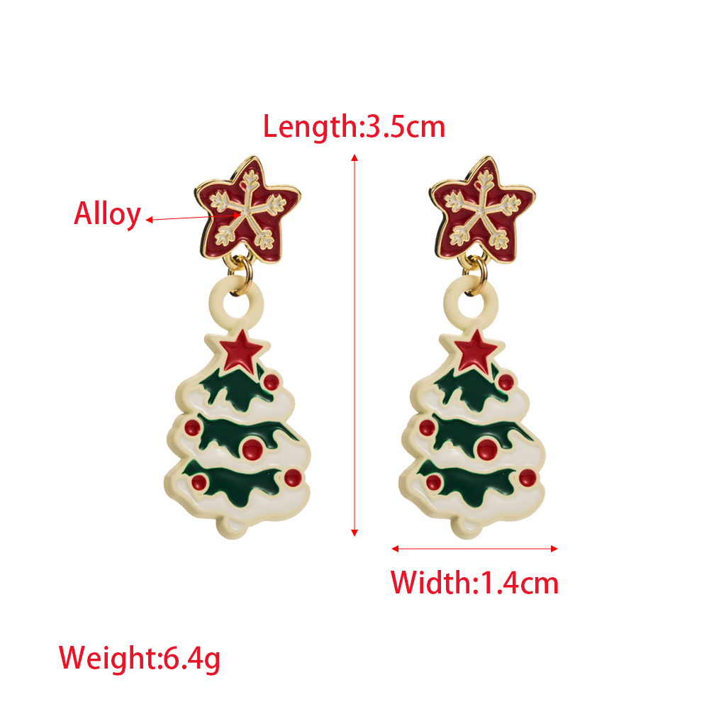 1 Pair Cute Christmas Streetwear Christmas Tree Santa Claus Christmas Socks Enamel Inlay Alloy Rhinestones Drop Earrings display picture 1