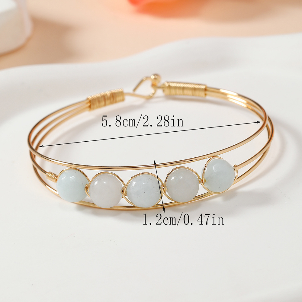 Simple Style Classic Style Color Block Imitation Pearl Iron Women's Bangle display picture 3