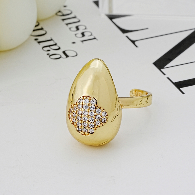 Simple Style Geometric Color Block Copper Plating Inlay Zircon White Gold Plated Gold Plated Open Rings display picture 20
