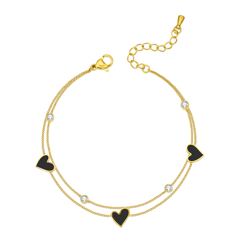 Casual Estilo Simple Estilo Clásico Forma De Corazón Acero Inoxidable Acero Titanio Enchapado Embutido Circón Chapado En Oro Mujeres Calcetín display picture 1