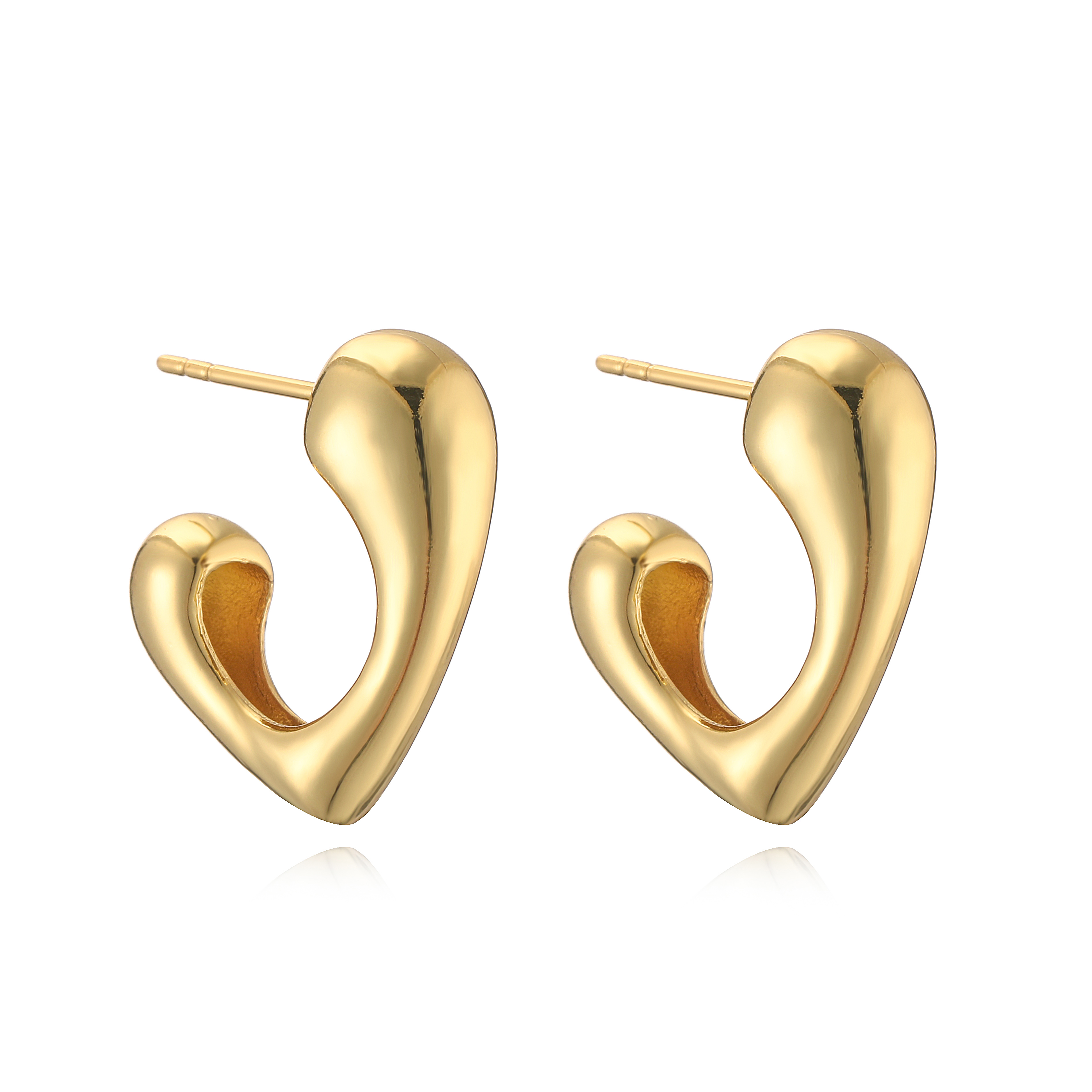 1 Pair Casual Vintage Style Simple Style Heart Shape Plating Hollow Out Copper 18k Gold Plated Ear Studs display picture 3