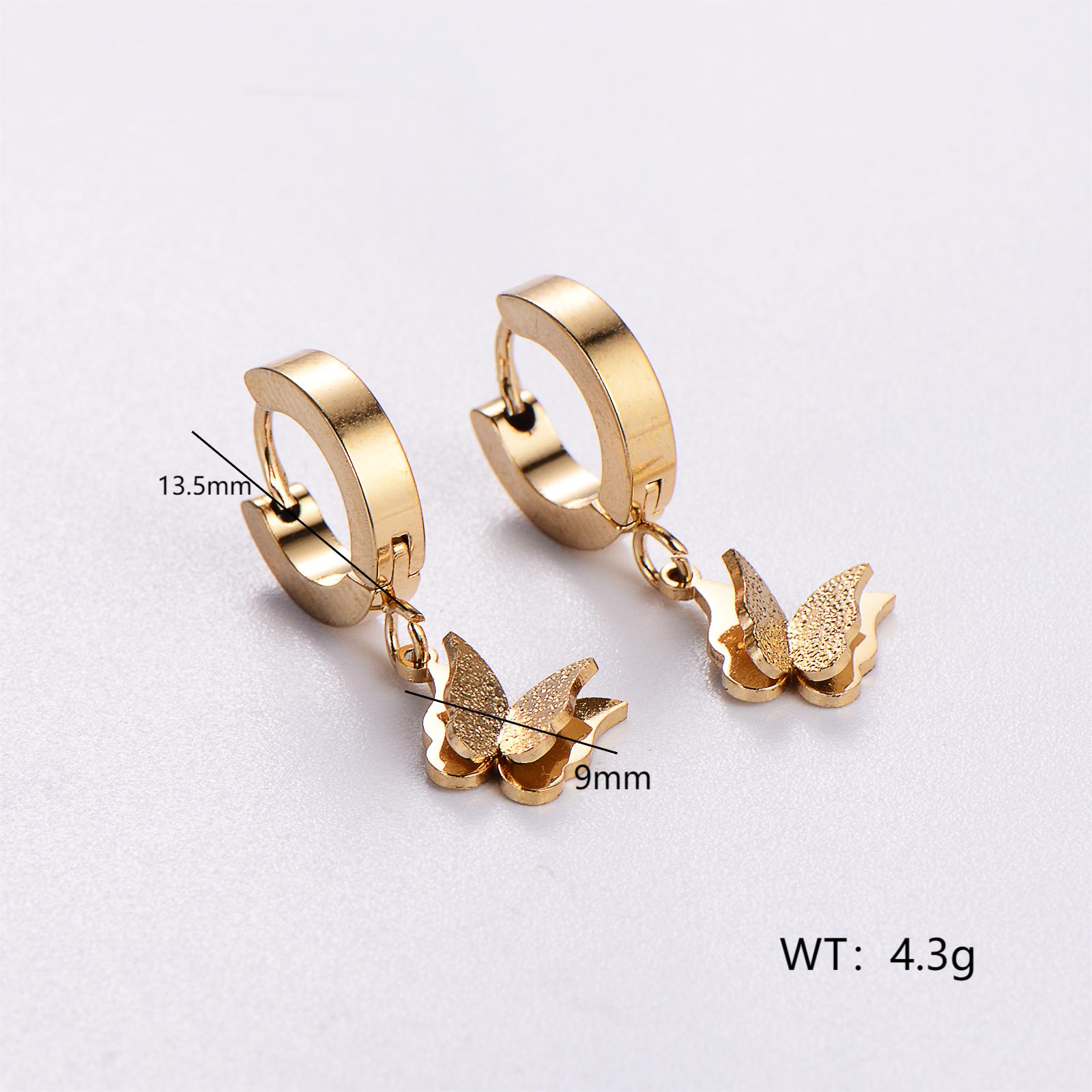 12 Pairs Casual Elegant Butterfly Plating 304 Stainless Steel 18K Gold Plated Drop Earrings display picture 1