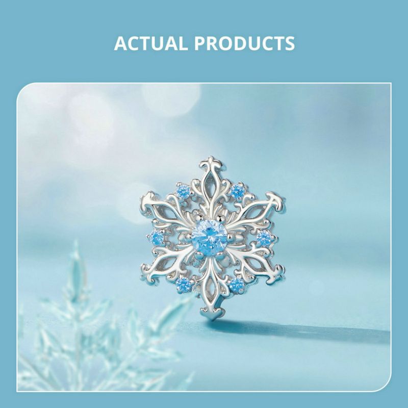 Casual Heart Shape Snowflake Sterling Silver Inlay Zircon White Gold Plated Jewelry Accessories display picture 3