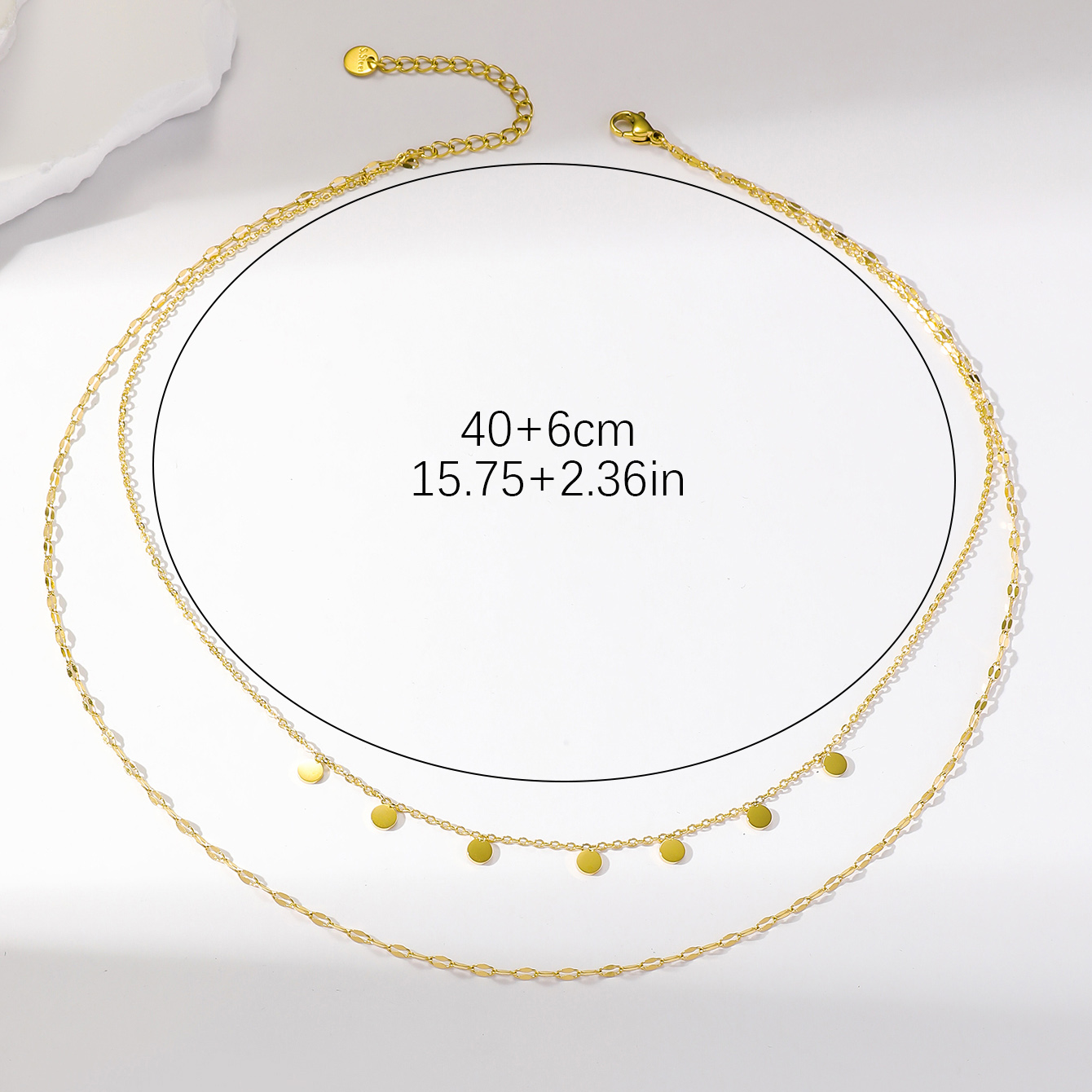 Großhandel Einfacher Stil Einfarbig Rostfreier Stahl Überzug 18 Karat Vergoldet Doppellagige Halsketten display picture 5