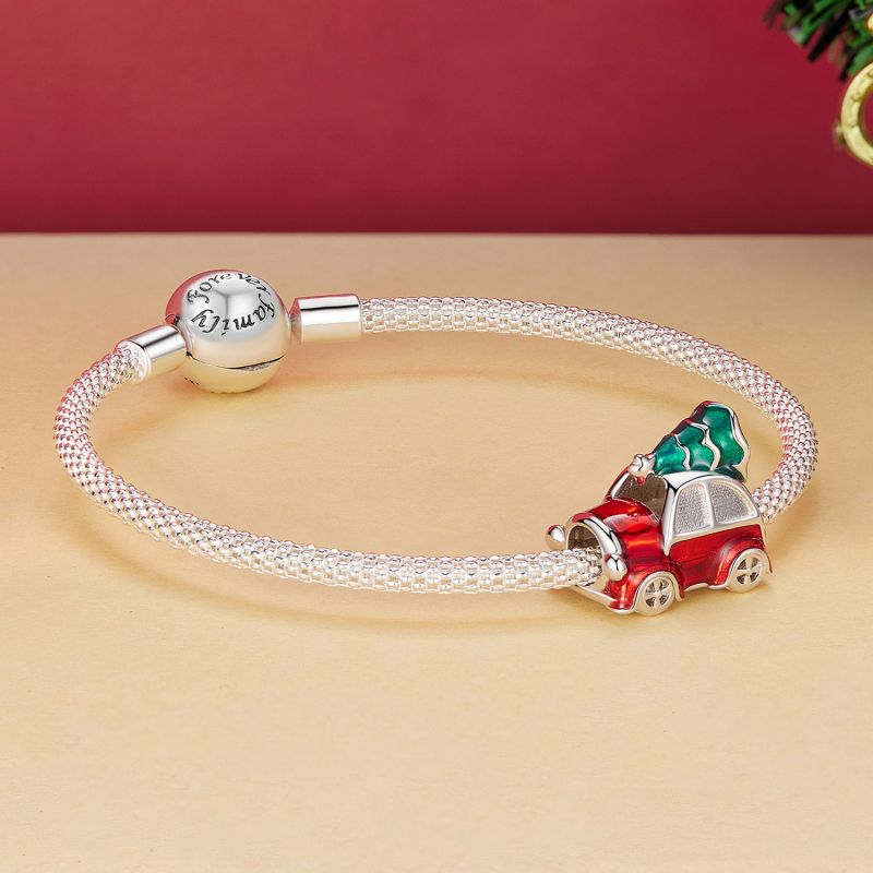 Voiture De Noël Perlée S925 En Argent Sterling Bricolage Bracelet Accessoires display picture 5