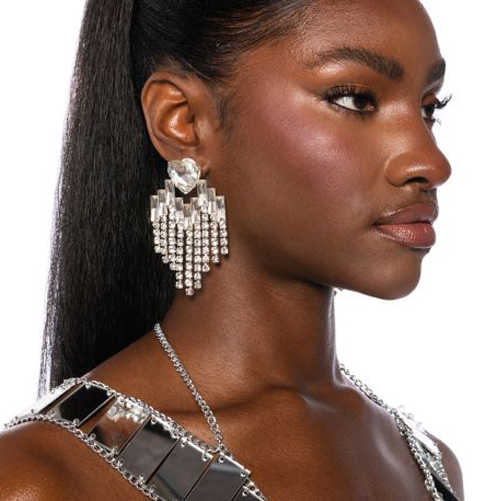 1 Pair Elegant Luxurious Geometric Inlay Alloy Rhinestones Drop Earrings display picture 1