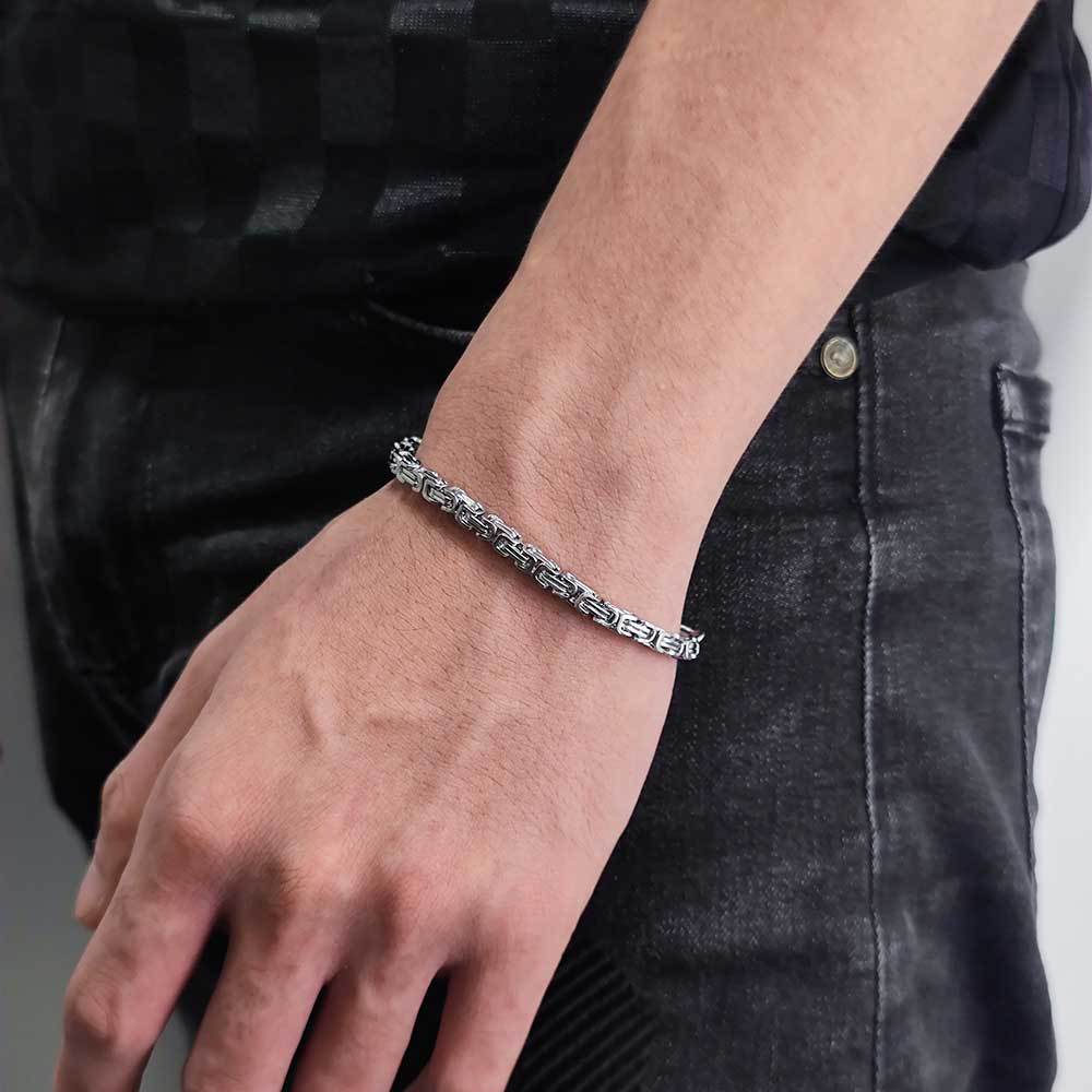 Casual Hip-hop Vintage Style Geometric Stainless Steel Plating Men's Bracelets display picture 1