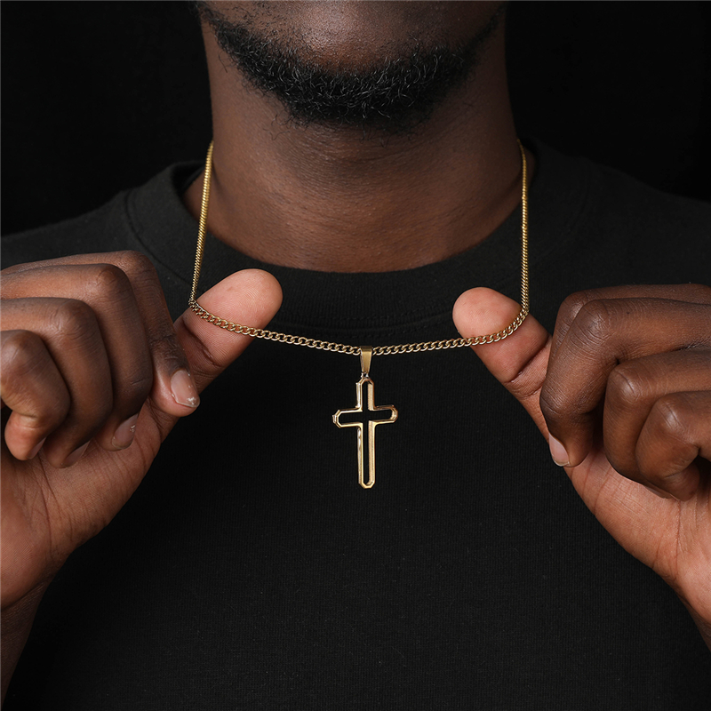 Basic Cross Stainless Steel Men's Pendant Necklace display picture 5