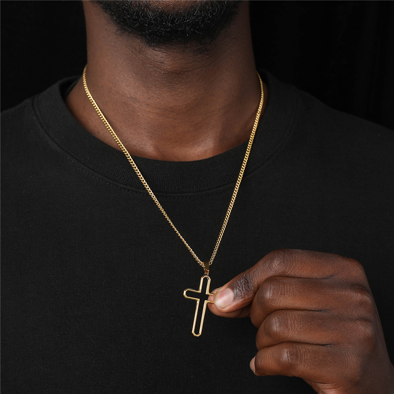 Basic Cross Stainless Steel Men's Pendant Necklace display picture 3