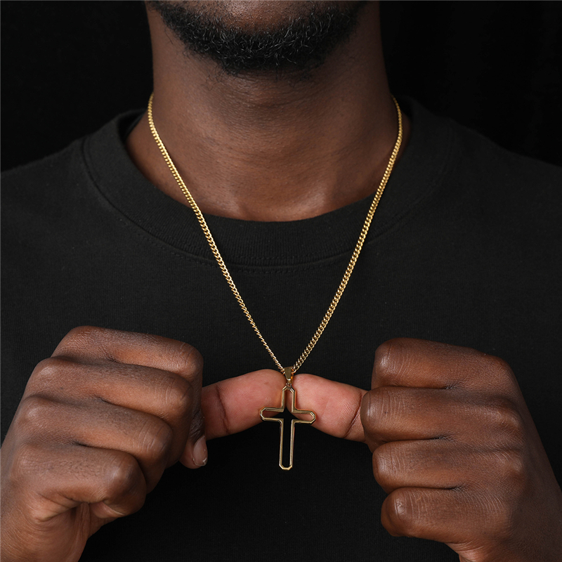 Basic Cross Stainless Steel Men's Pendant Necklace display picture 4