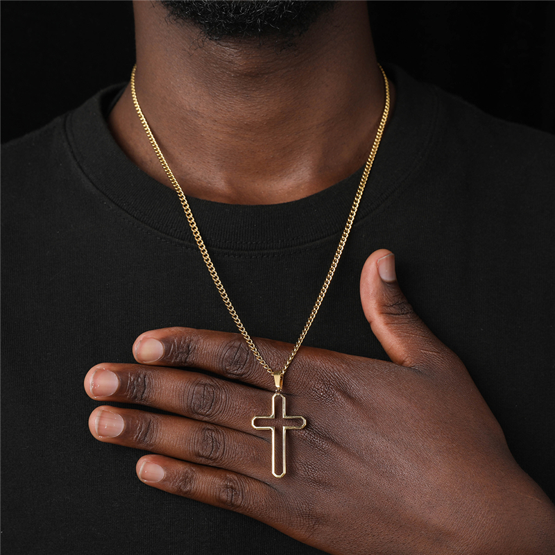 Basic Cross Stainless Steel Men's Pendant Necklace display picture 2