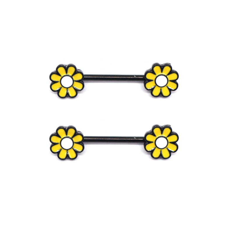 Simple Style Commute Floral Stainless Steel Alloy Epoxy Alloy Titanium Steel Nipple Ring display picture 7