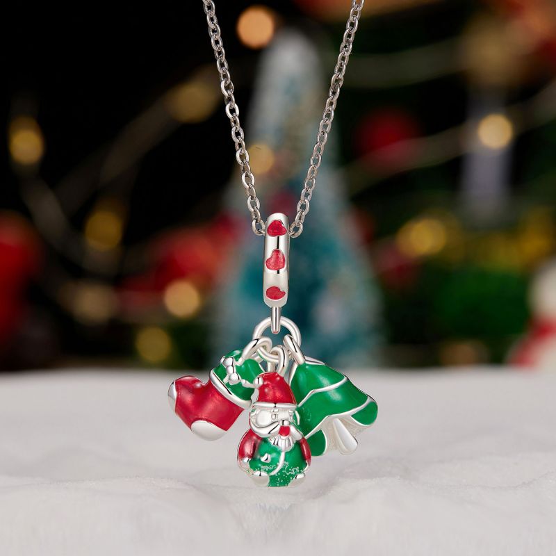 Atmosphere Christmas Dangling Beads S925 Sterling Silver Diy Bracelet Accessories display picture 2