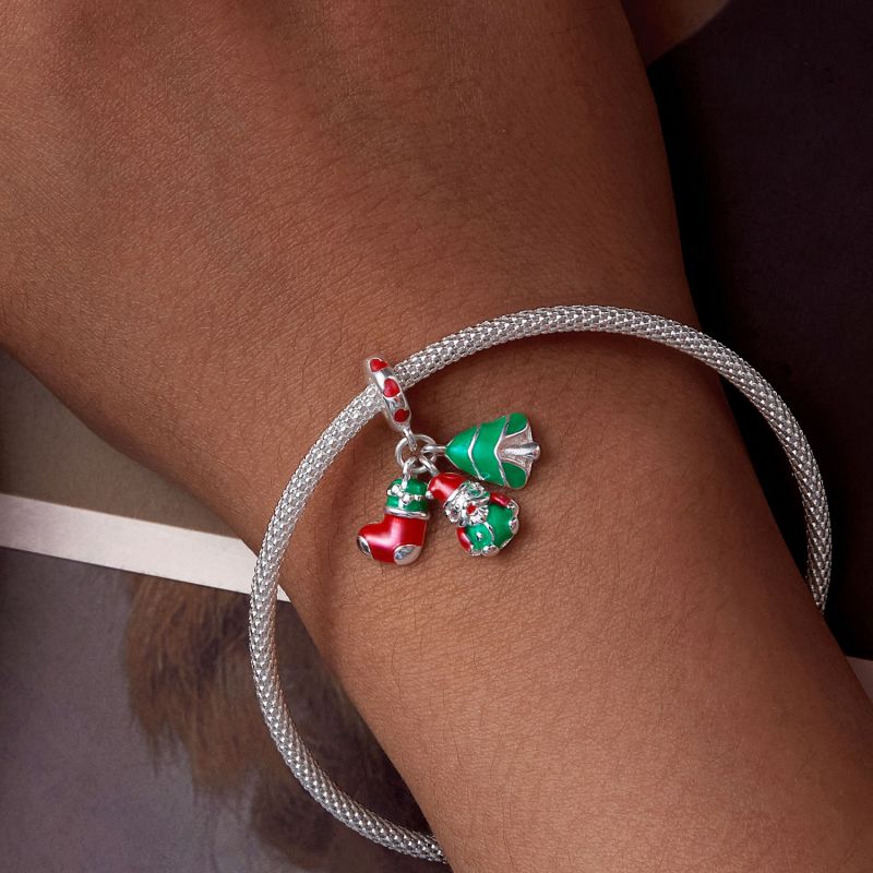 Atmosphäre Weihnachten Baumelnde Perlen S925 Sterling Silber Diy Armband Zubehör display picture 3