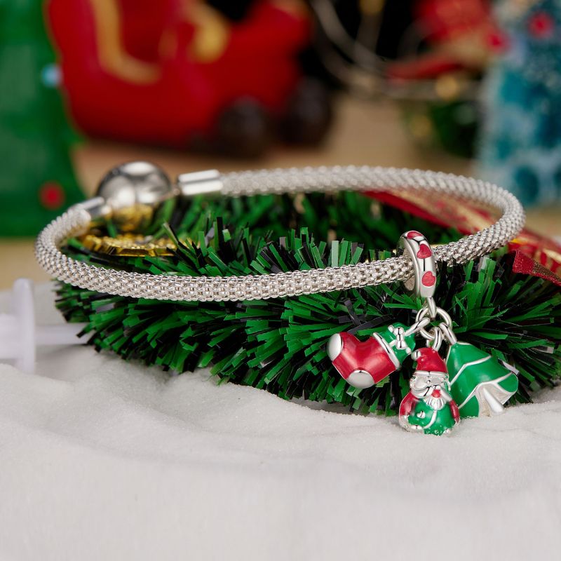 Atmosphere Christmas Dangling Beads S925 Sterling Silver Diy Bracelet Accessories display picture 7