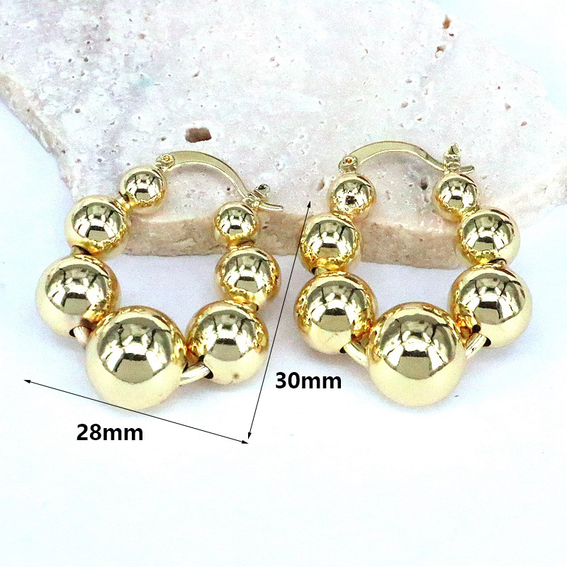 1 Pair Vintage Style Simple Style Round Plating Copper Gold Plated Earrings display picture 5