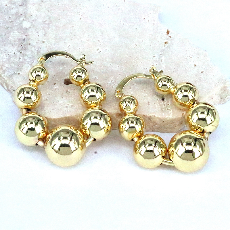 1 Par Estilo Vintage Estilo Simple Ronda Enchapado Cobre Chapado En Oro Aretes display picture 4