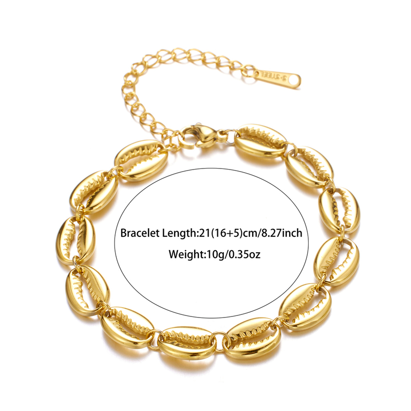 Style Romain Coquille Acier Inoxydable Placage Plaqué Or 18k Bracelets display picture 1