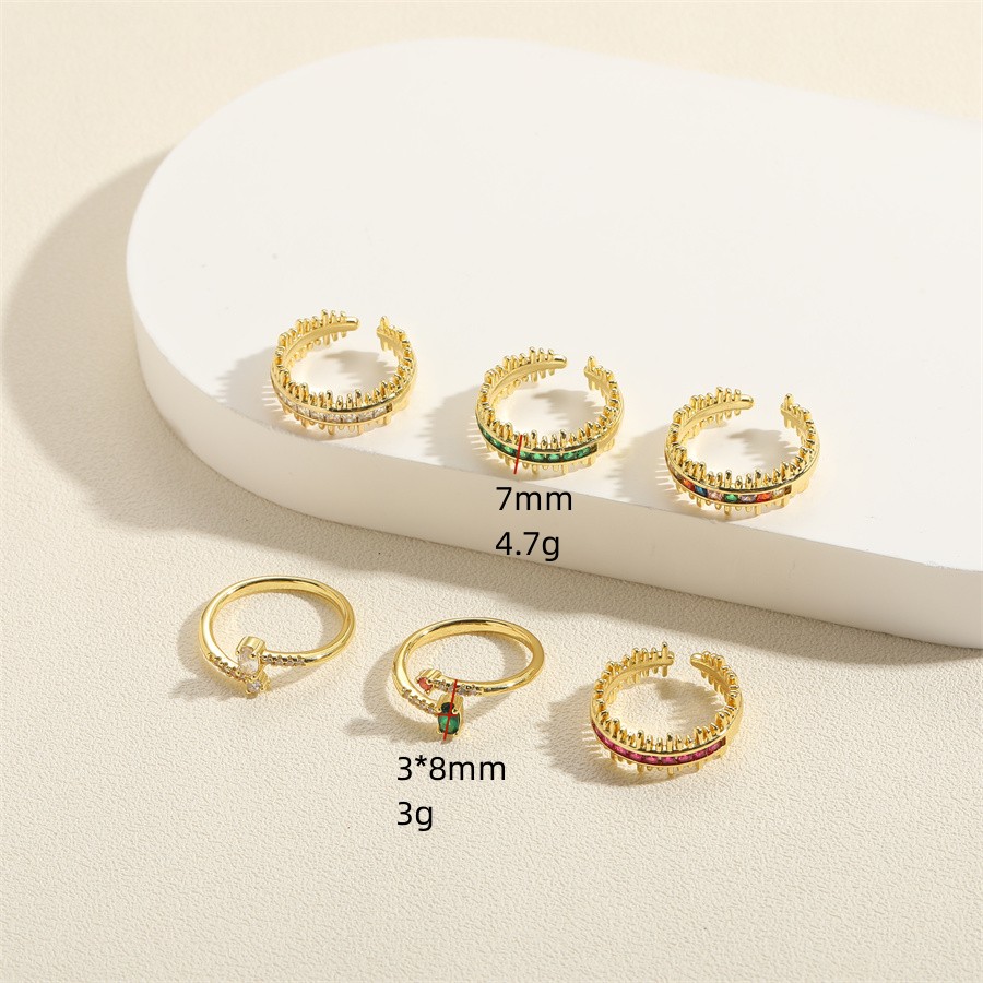 Simple Style Color Block Copper Plating Inlay Zircon 14k Gold Plated Rings display picture 5
