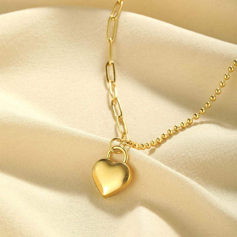 Edelstahl 304 Einfacher Stil Glänzend Polieren Überzug Herzform Halskette Mit Anhänger display picture 5
