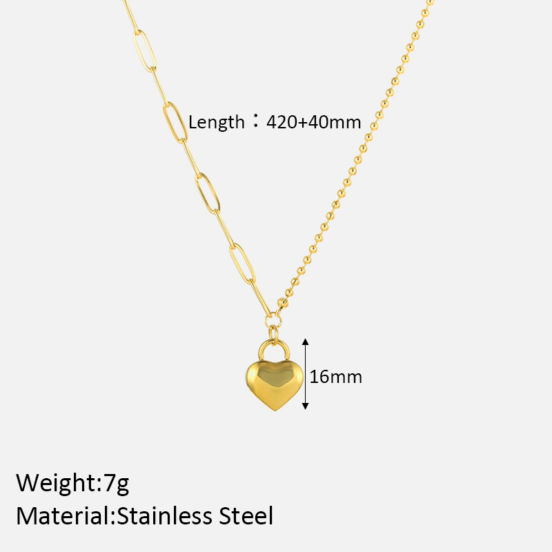 Edelstahl 304 Einfacher Stil Glänzend Polieren Überzug Herzform Halskette Mit Anhänger display picture 1