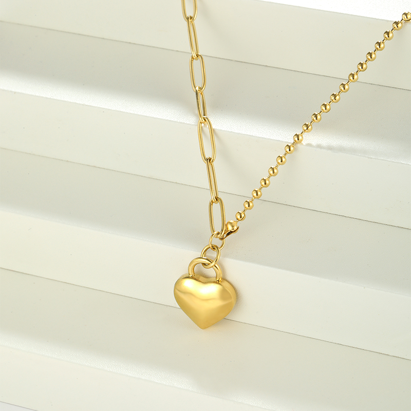 Edelstahl 304 Einfacher Stil Glänzend Polieren Überzug Herzform Halskette Mit Anhänger display picture 6