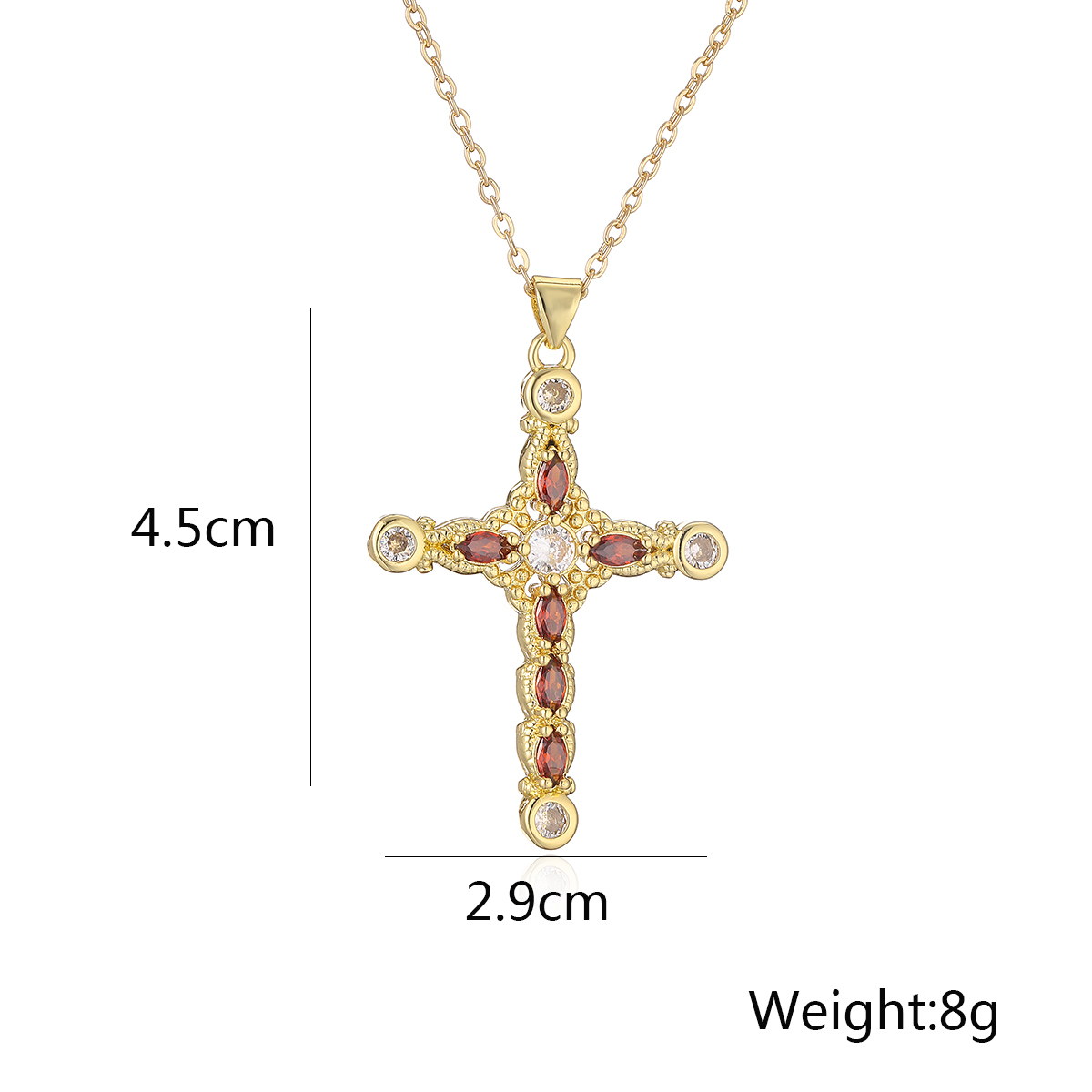 Simple Style Commute Cross Copper Plating Inlay Zircon 18k Gold Plated Pendant Necklace display picture 1