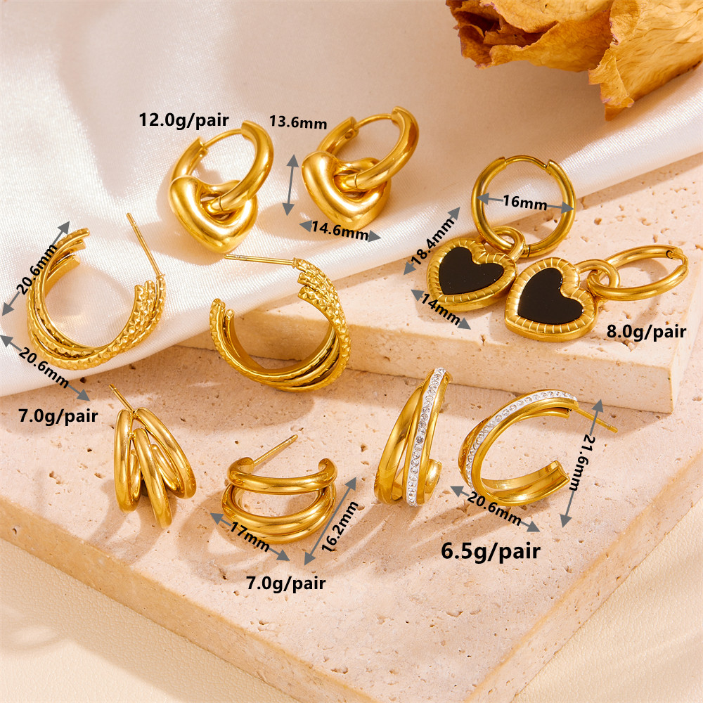1 Pair Vintage Style Solid Color Plating Stainless Steel Acrylic 18K Gold Plated Ear Studs display picture 6
