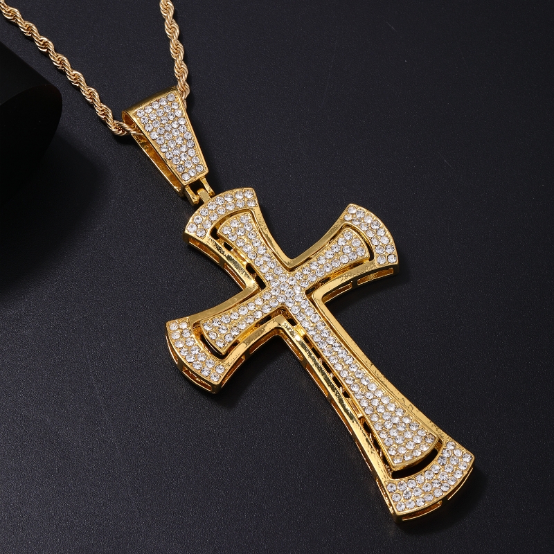 Hip-Hop Vintage Style Punk Cross Stainless Steel Alloy Plating Inlay Rhinestones K Gold Plated Rhodium Plated Men's Pendant Necklace display picture 5