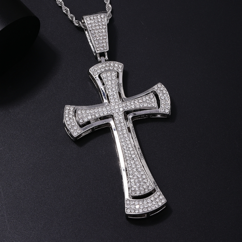 Hip-Hop Vintage Style Punk Cross Stainless Steel Alloy Plating Inlay Rhinestones K Gold Plated Rhodium Plated Men's Pendant Necklace display picture 1