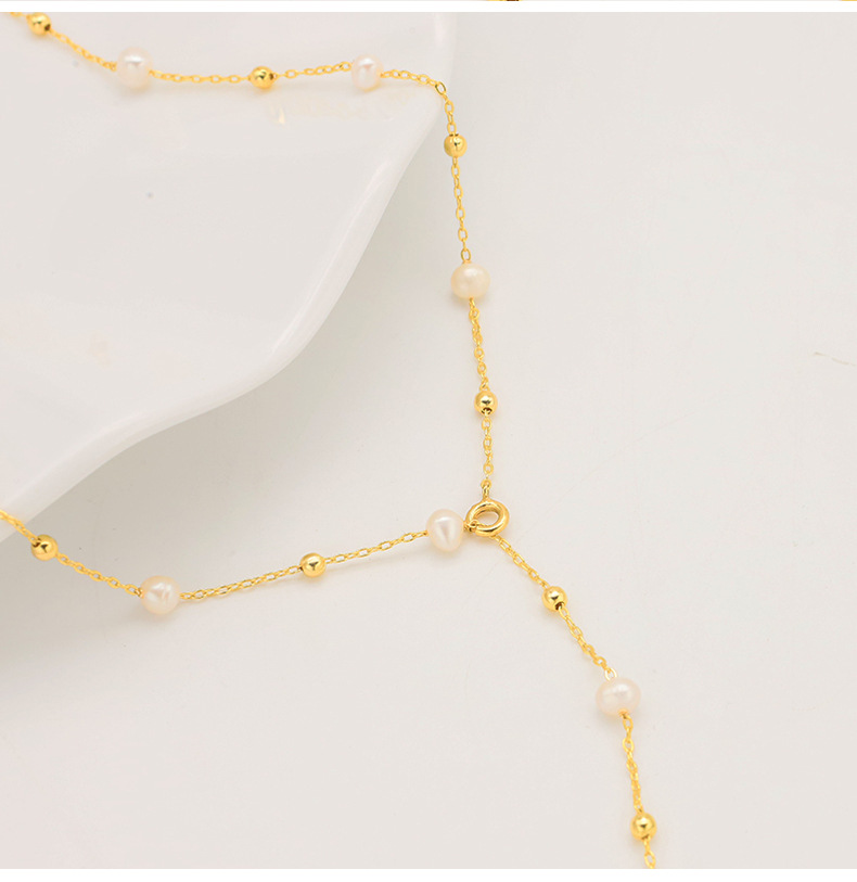 Einfacher Stil Runden Süßwasserperle Kupfer Überzug 18 Karat Vergoldet Halskette display picture 2
