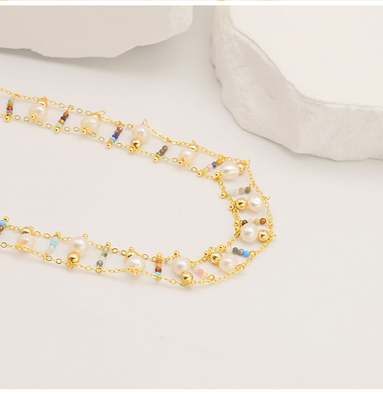 Einfacher Stil Runden Süßwasserperle Kupfer Perlen Überzug 18 Karat Vergoldet Halskette display picture 2