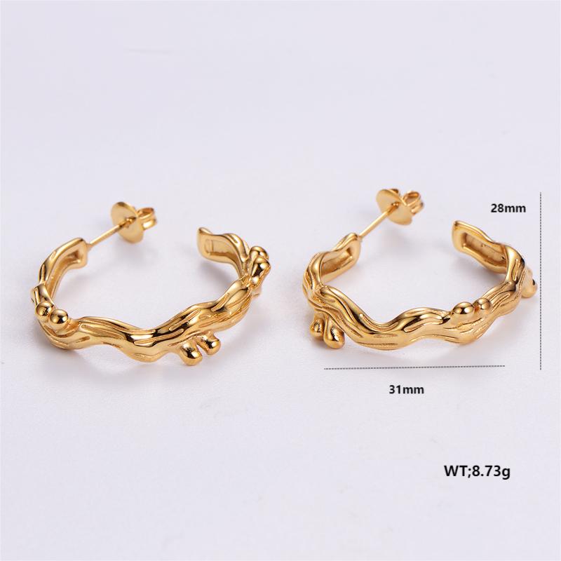 1 Pair Vintage Style C Shape Bow Knot Plating Stainless Steel 18K Gold Plated Ear Studs display picture 7