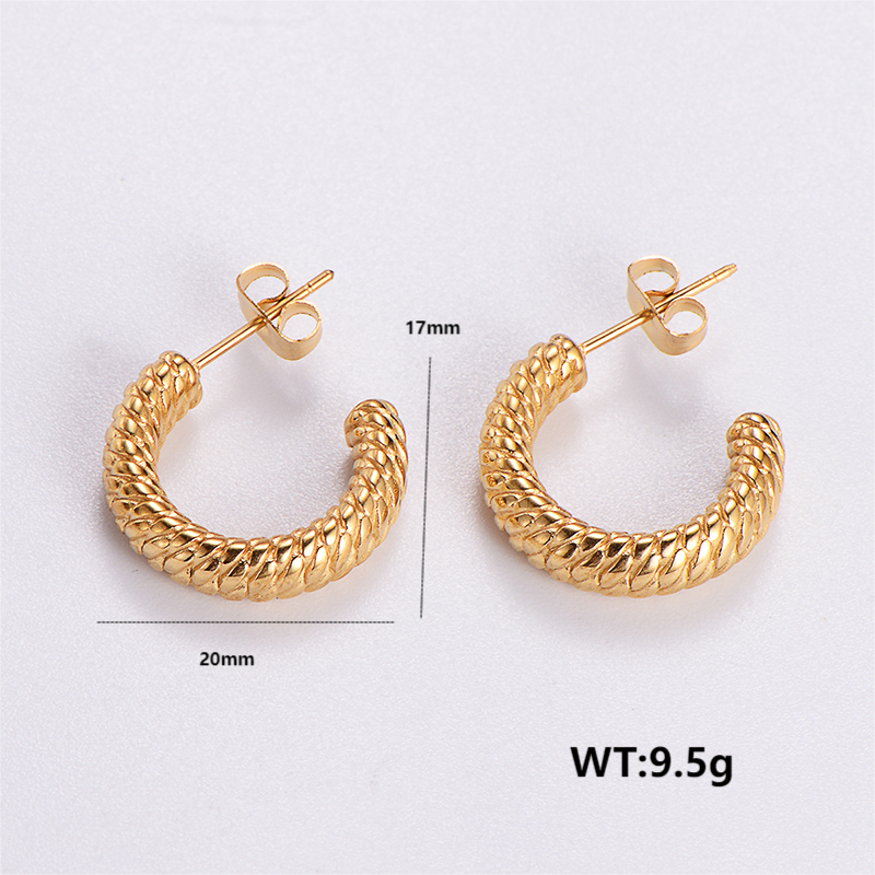 1 Pair Vintage Style C Shape Leaves Solid Color Plating 304 Stainless Steel 18K Gold Plated Ear Studs display picture 7