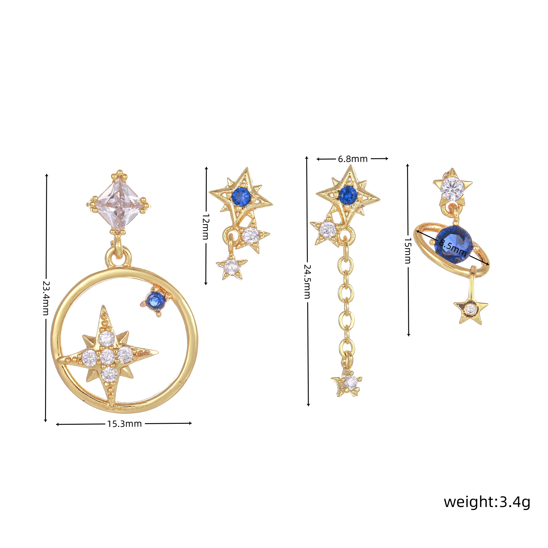 1 Set Elegant Lady Geometric Plating Inlay Brass Zircon 18k Gold Plated Silver Plated Earrings display picture 7