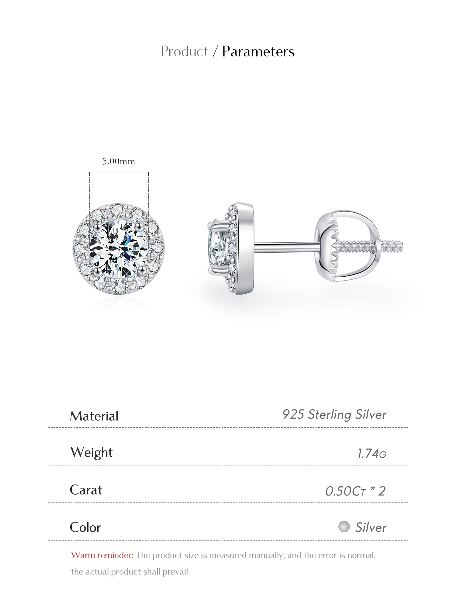 Ig Style Elegant Geometric Sterling Silver Gra Plating Inlay Moissanite Rhodium Plated Ear Studs display picture 9