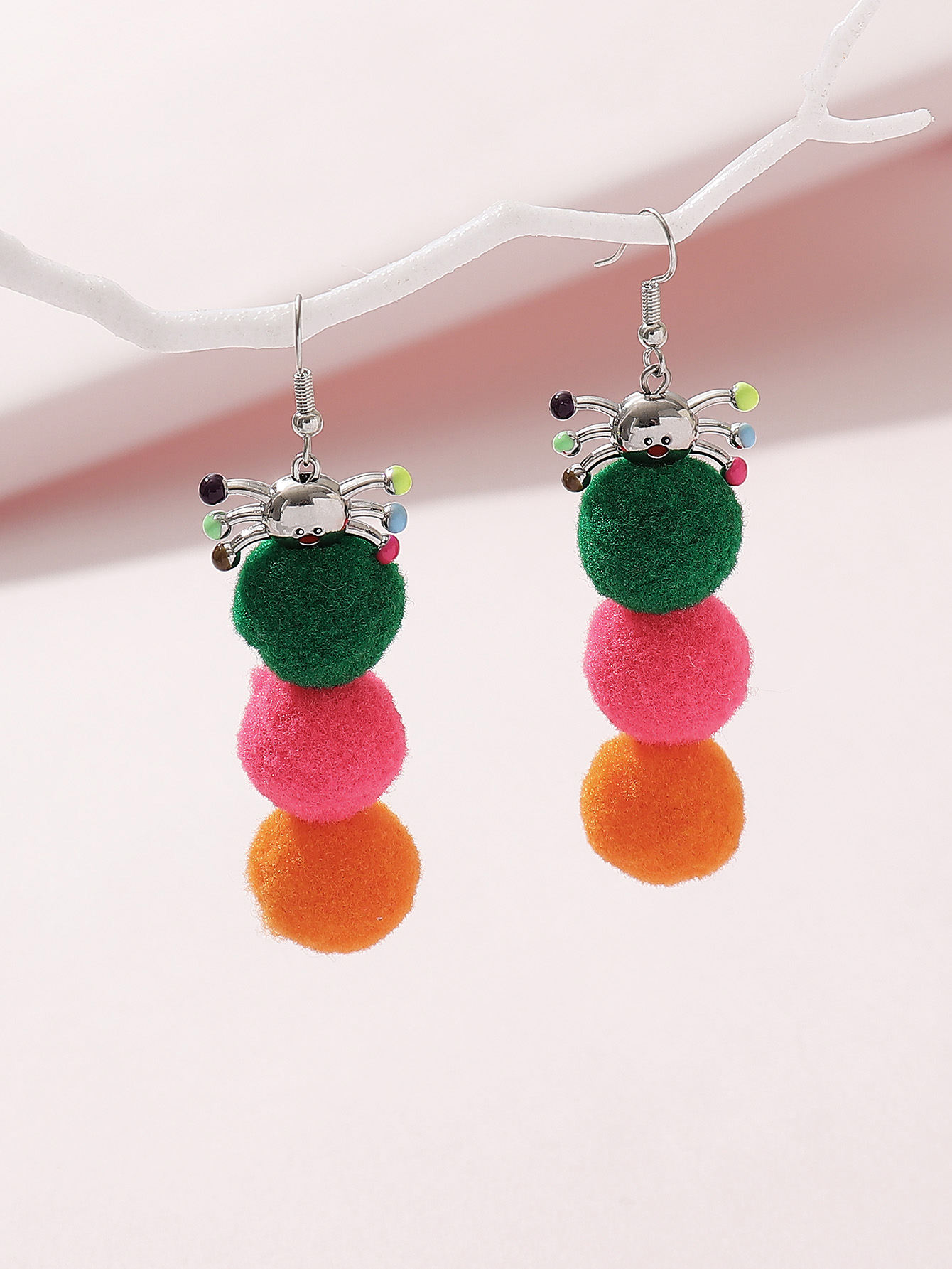 1 Pair Cute Funny Novelty Color Block Patchwork Enamel Alloy Woolen Ear Hook display picture 4