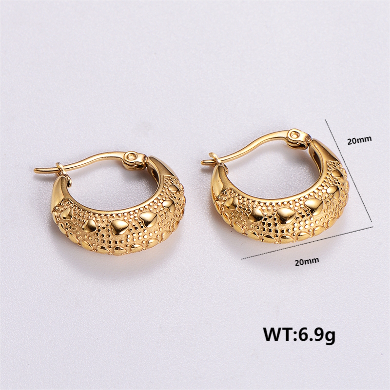 1 Pair Vintage Style Solid Color Plating 304 Stainless Steel 18K Gold Plated Ear Studs display picture 7