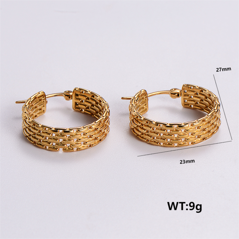 1 Pair Vintage Style Solid Color Plating 304 Stainless Steel 18K Gold Plated Ear Studs display picture 5