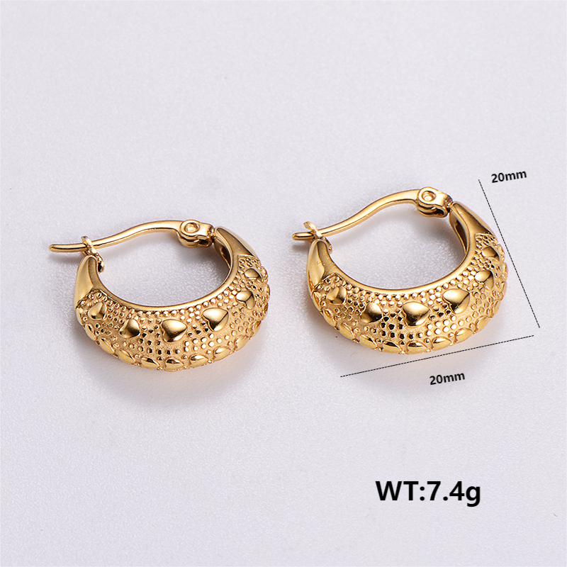 1 Pair Vintage Style Solid Color Plating 304 Stainless Steel 18K Gold Plated Ear Studs display picture 7