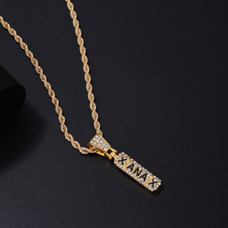 Hip-hop Punk Logo Letter Stainless Steel Alloy Plating Inlay Rhinestones White Gold Plated Gold Plated Men's Pendant Necklace display picture 3