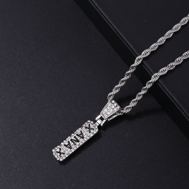 Hip-hop Punk Logo Letter Stainless Steel Alloy Plating Inlay Rhinestones White Gold Plated Gold Plated Men's Pendant Necklace display picture 6