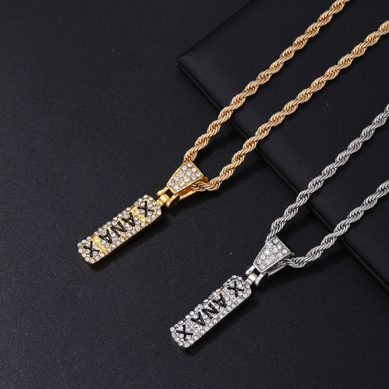 Hip-hop Punk Logo Letter Stainless Steel Alloy Plating Inlay Rhinestones White Gold Plated Gold Plated Men's Pendant Necklace display picture 2