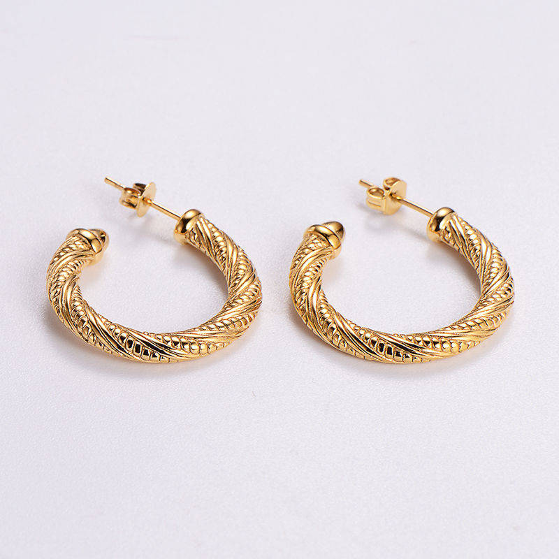 1 Pair Vintage Style Solid Color Plating 304 Stainless Steel 18K Gold Plated Ear Studs display picture 8